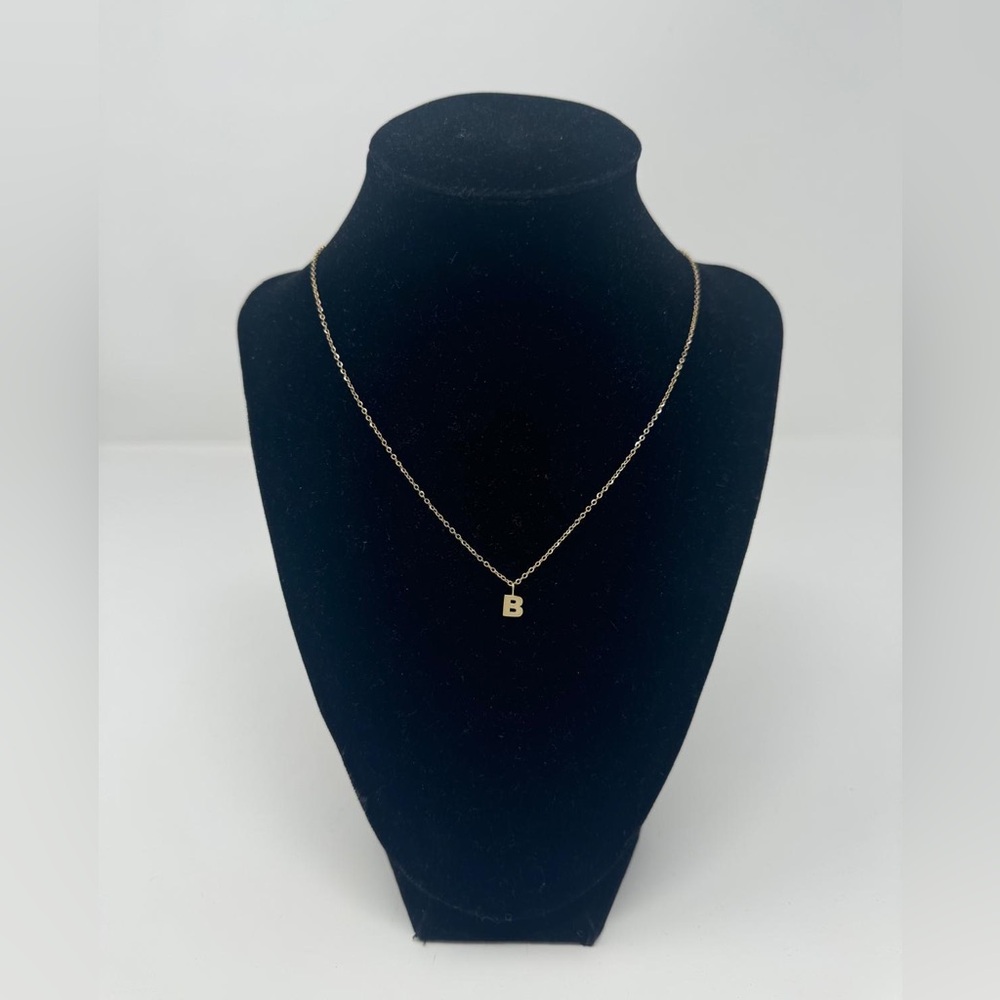 14K Solid Gold Letter B Initial Pendant